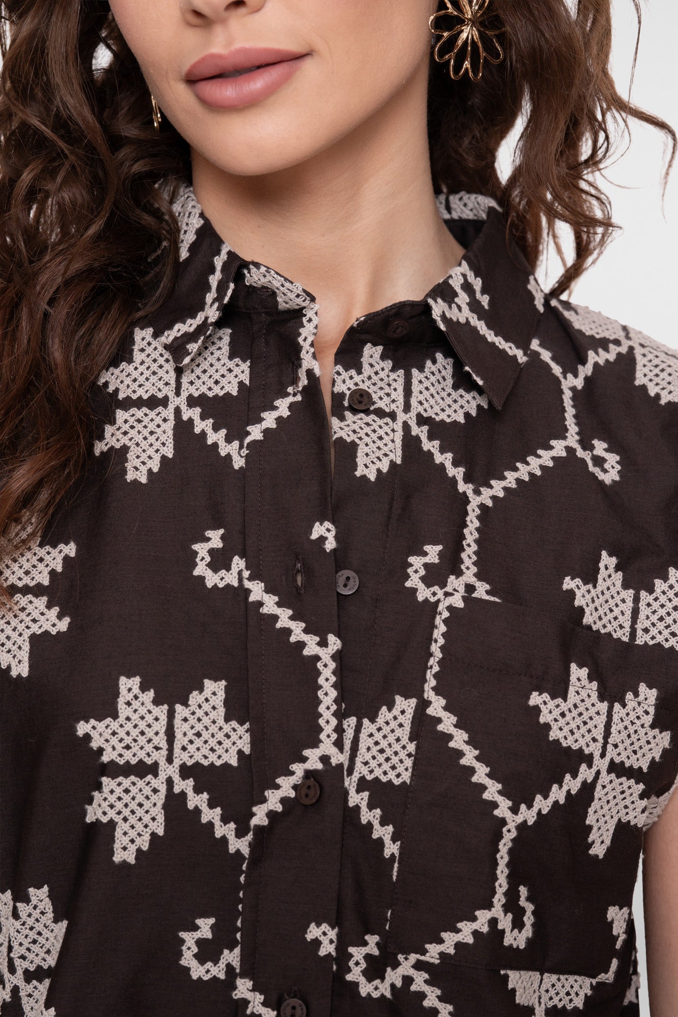 Geisha Bluse mit Stickerei