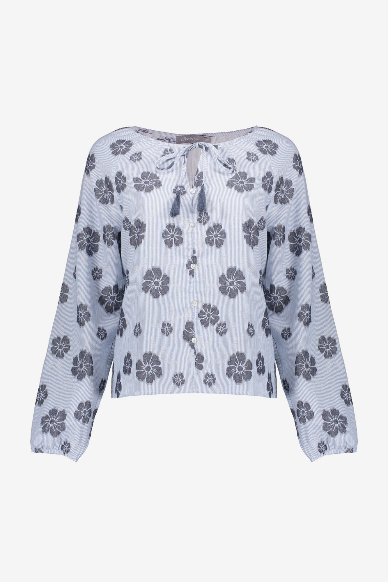 Geisha Top mit Streifenmuster und Blumen