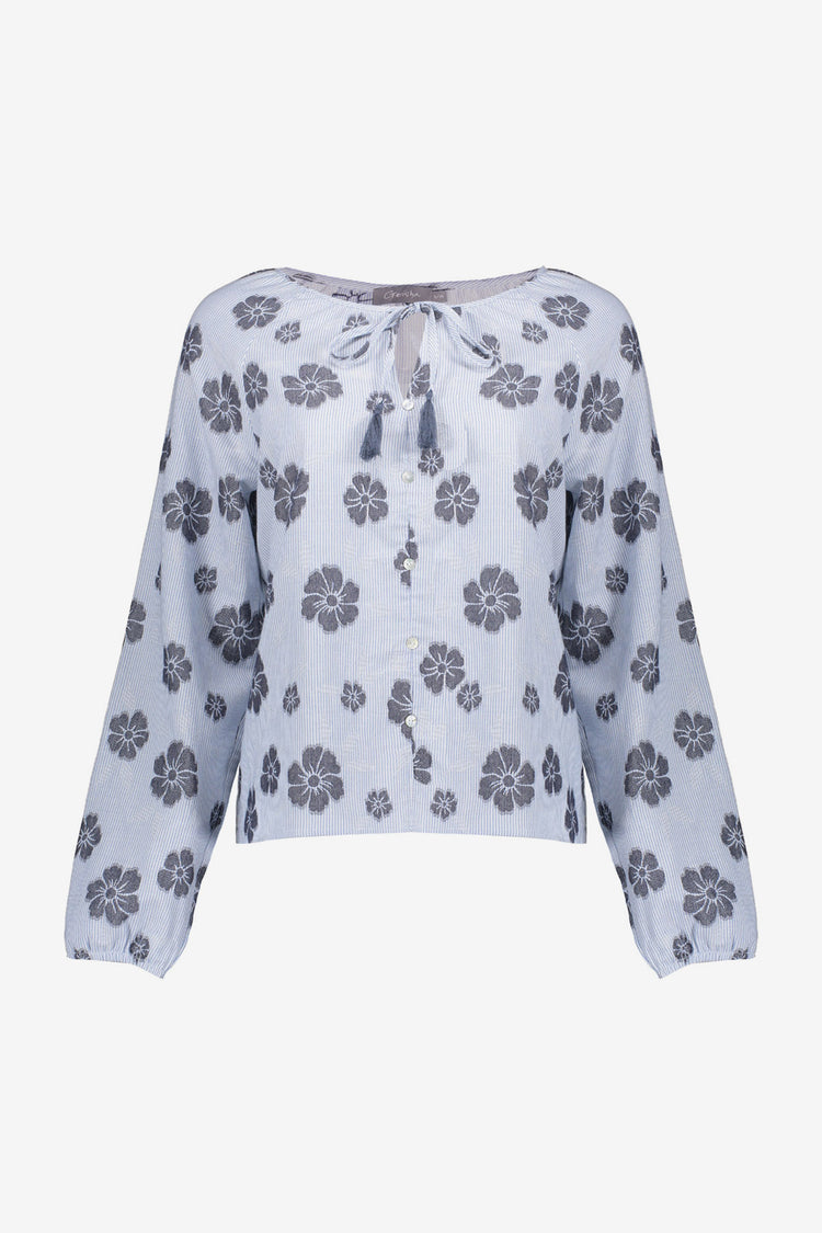 Geisha Top mit Streifenmuster und Blumen