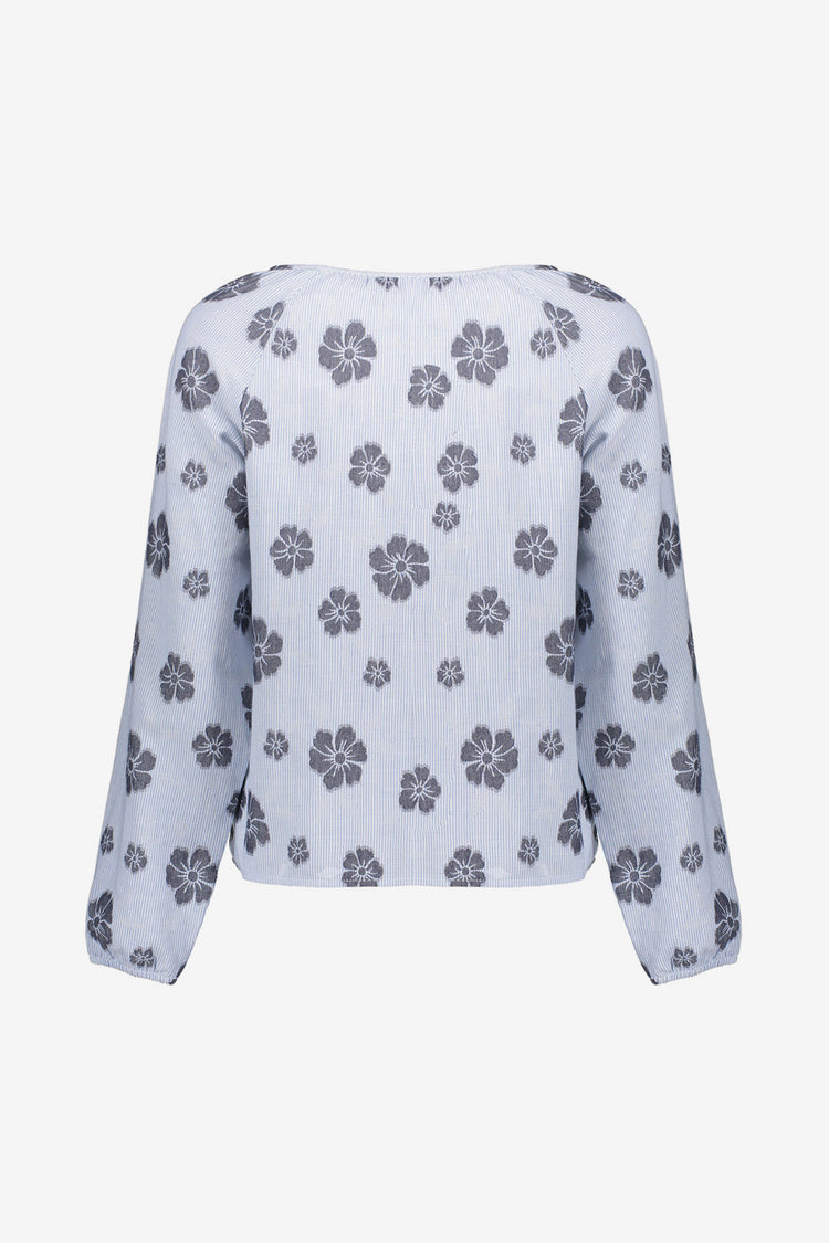 Geisha Top mit Streifenmuster und Blumen