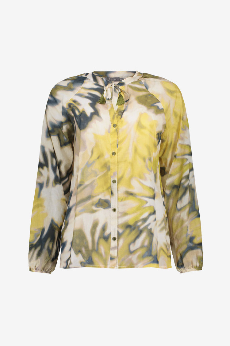 Geisha Bluse mit abstraktem Print und V-Ausschnitt