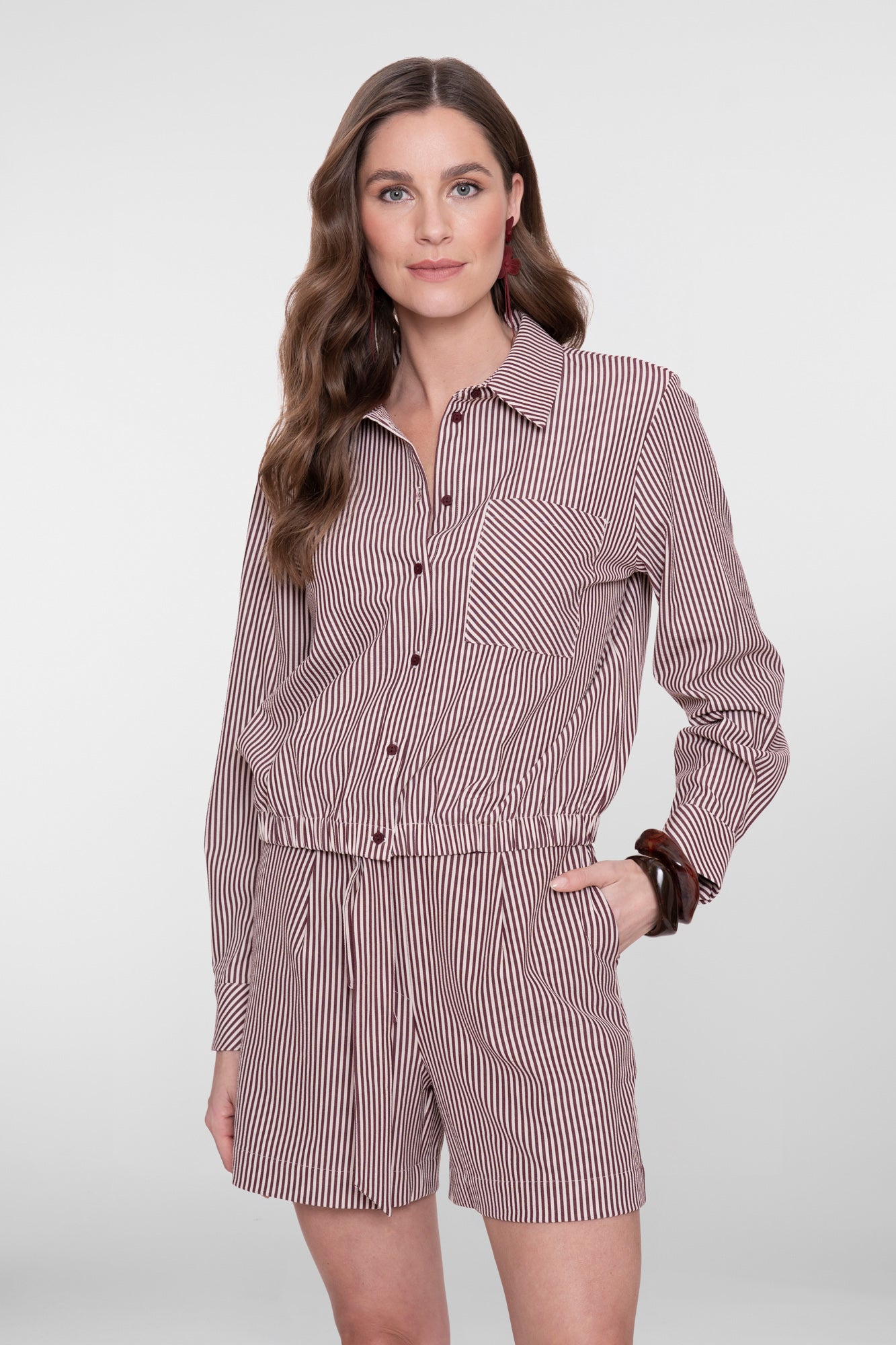 Geisha Bluse mit Streifenmuster