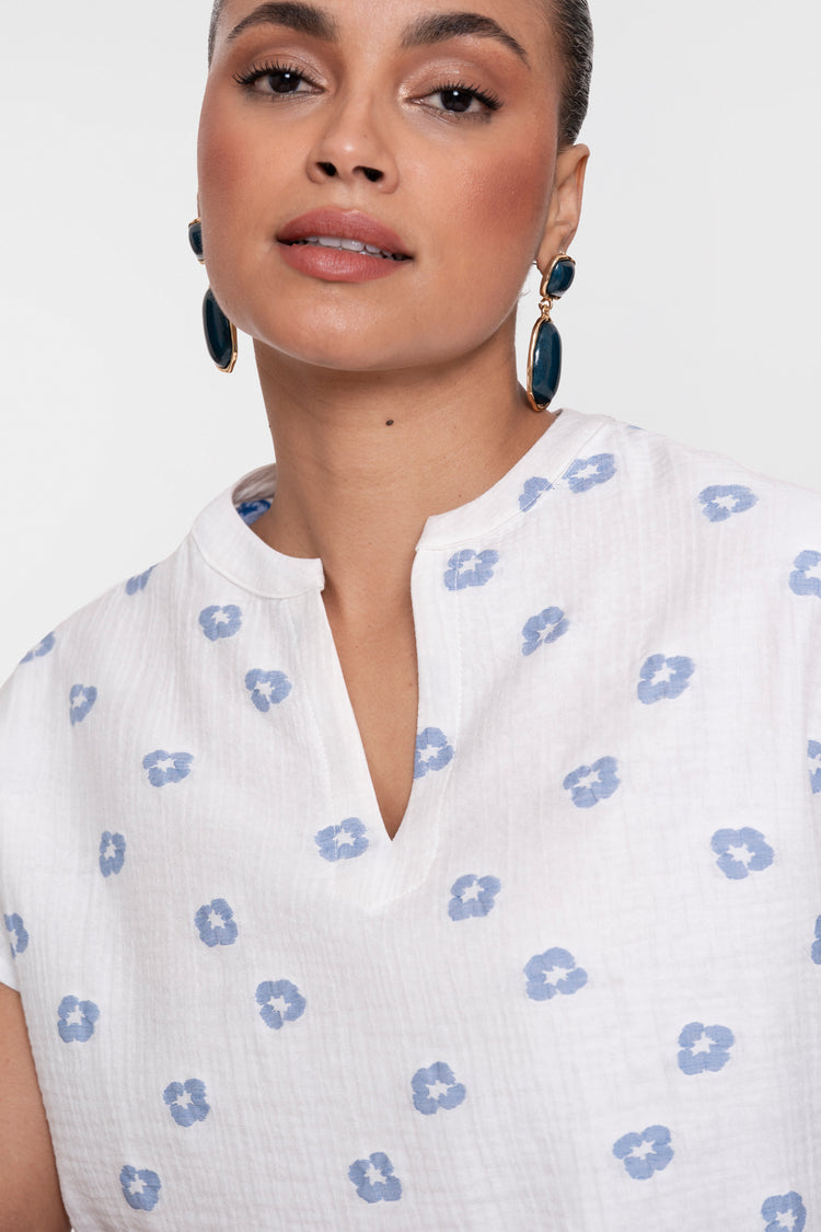 Geisha Top mit Blumenprint und V-Ausschnitt