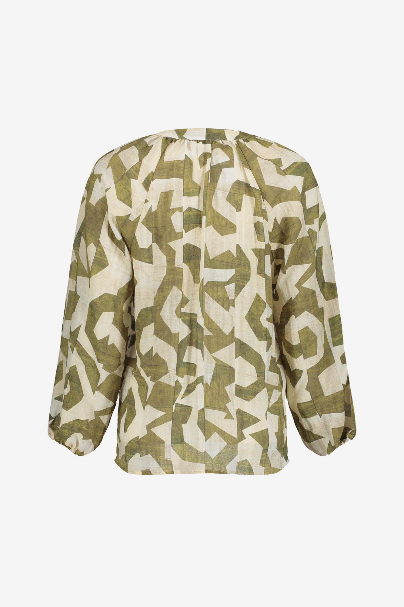 Geisha Top mit elegantem Print und Zierband