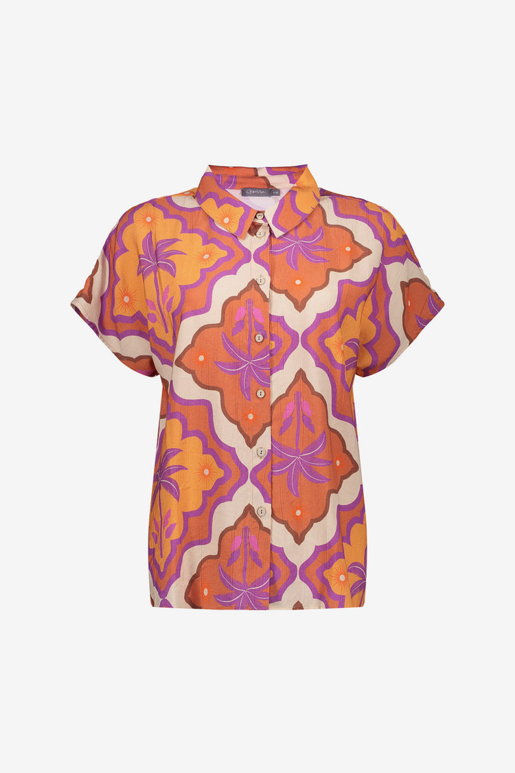 Bluse mit kurzen Ärmeln und grafischem Print