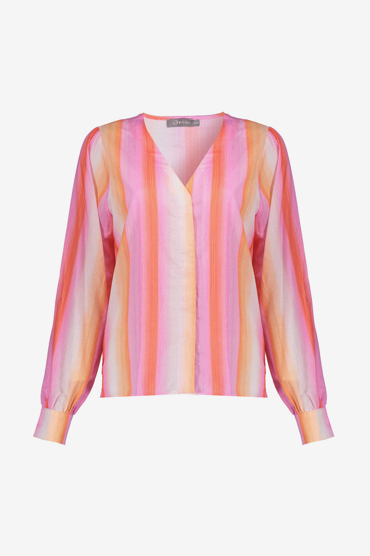 Geisha Bluse mit Streifen und Lurex