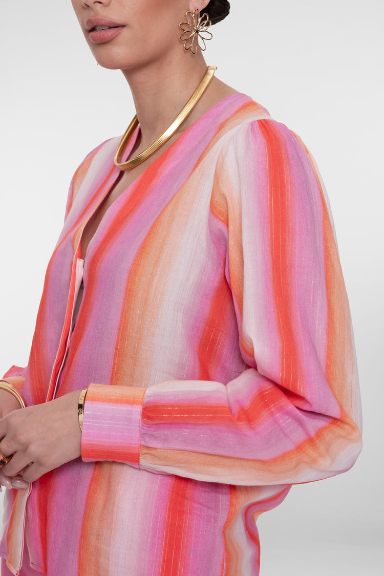 Geisha Bluse mit Streifen und Lurex