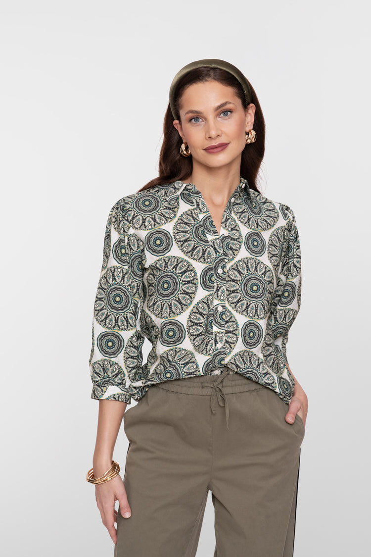 Geisha Bluse mit elegantem Print