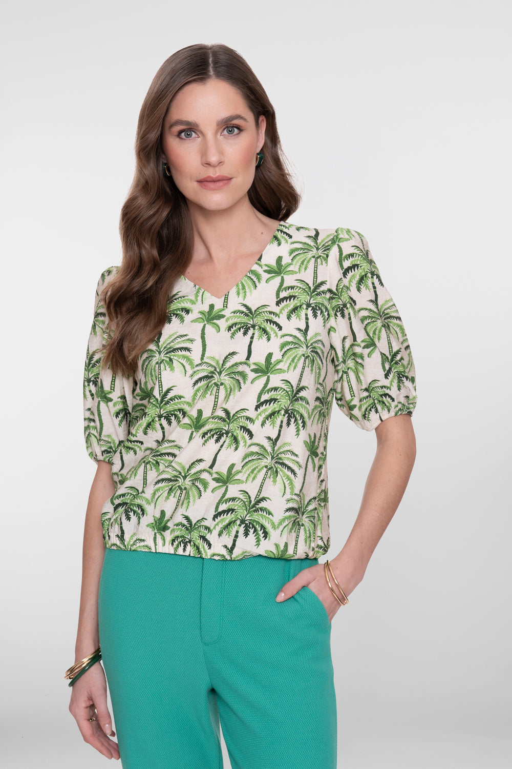 Geisha Top mit Palmenprint