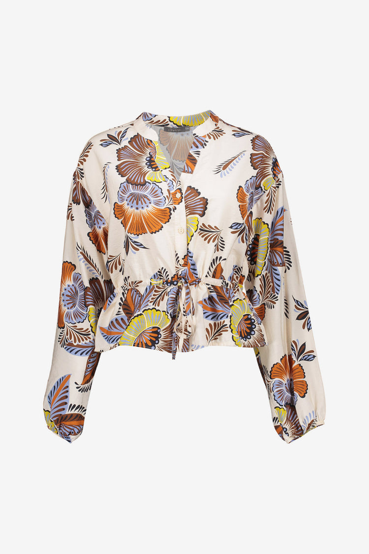 Geisha Peplumbluse mit Bindegürtel