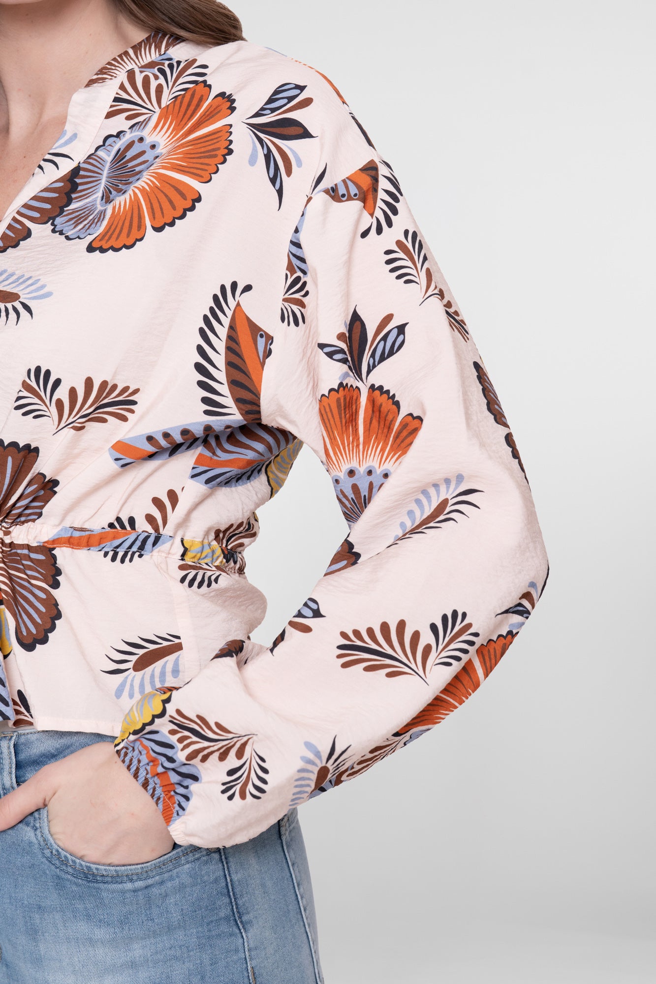 Geisha Peplumbluse mit Bindegürtel