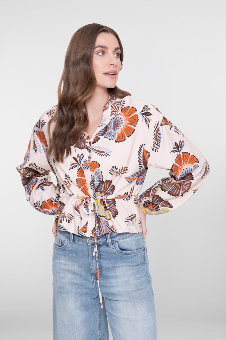 Geisha Peplumbluse mit Bindegürtel