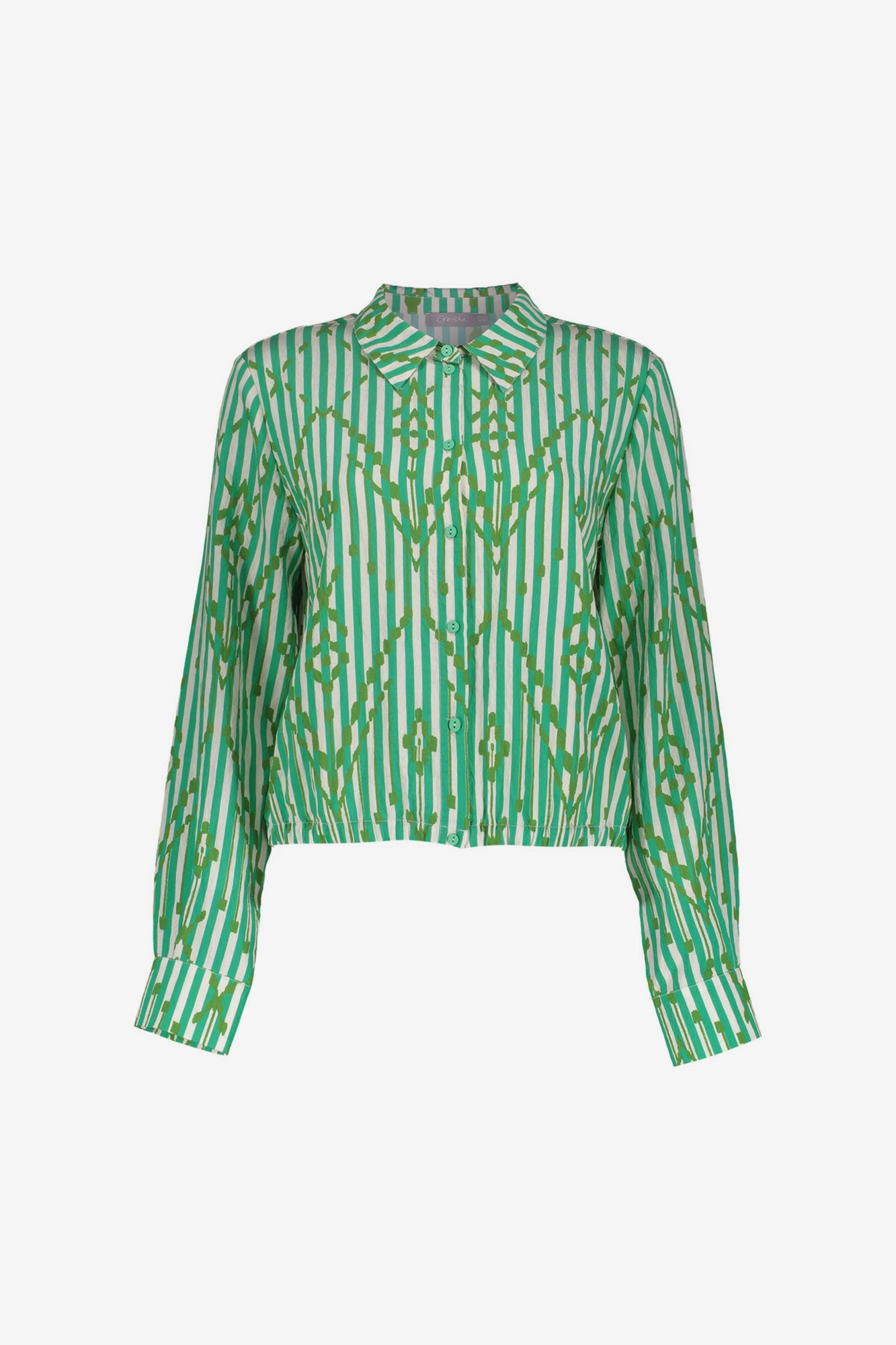 Geisha Bluse mit Streifen und elegantem Karomuster