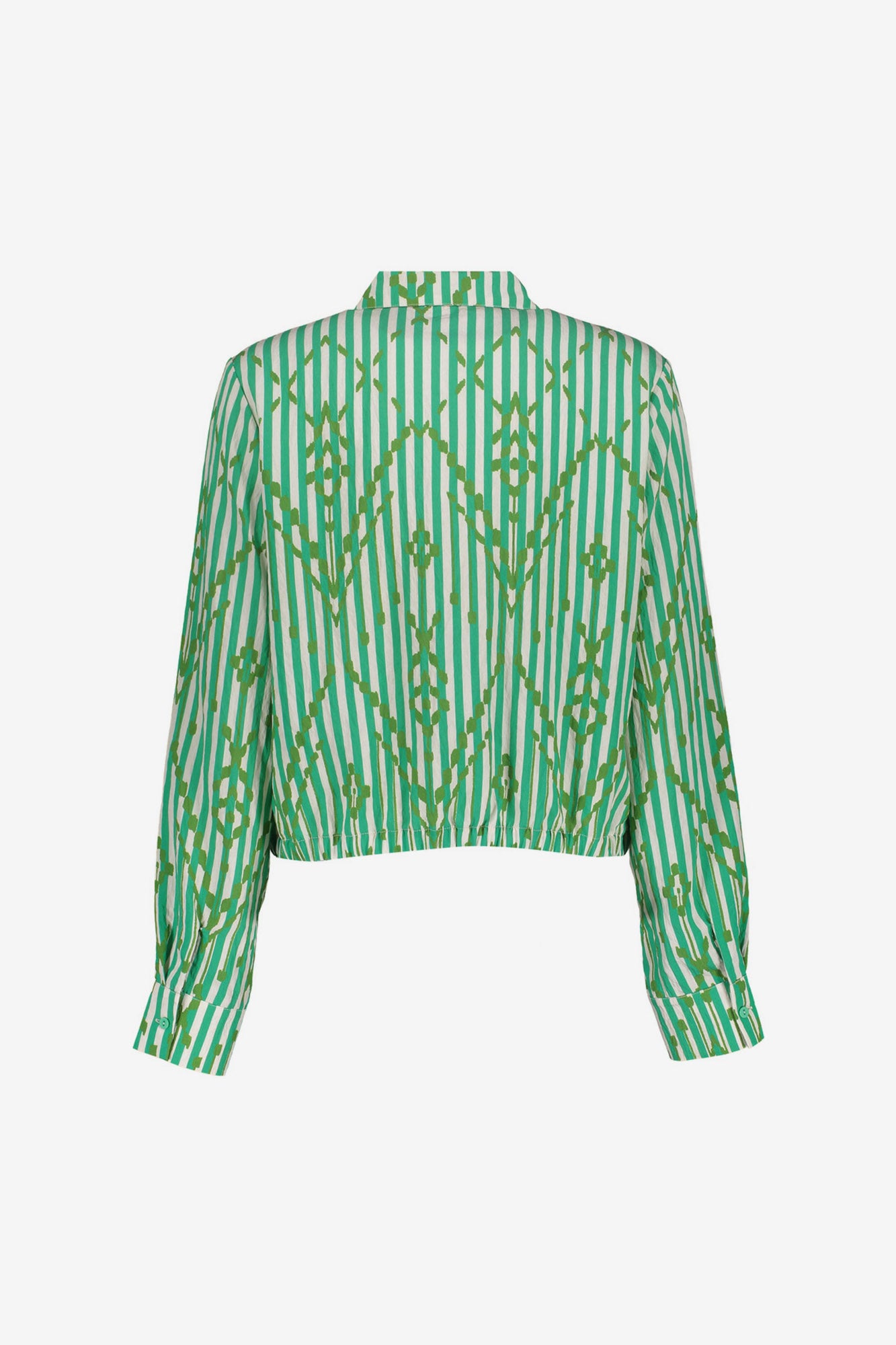 Geisha Bluse mit Streifen und elegantem Karomuster