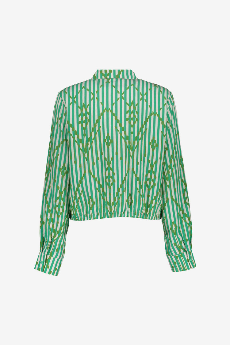 Geisha Bluse mit Streifen und elegantem Karomuster