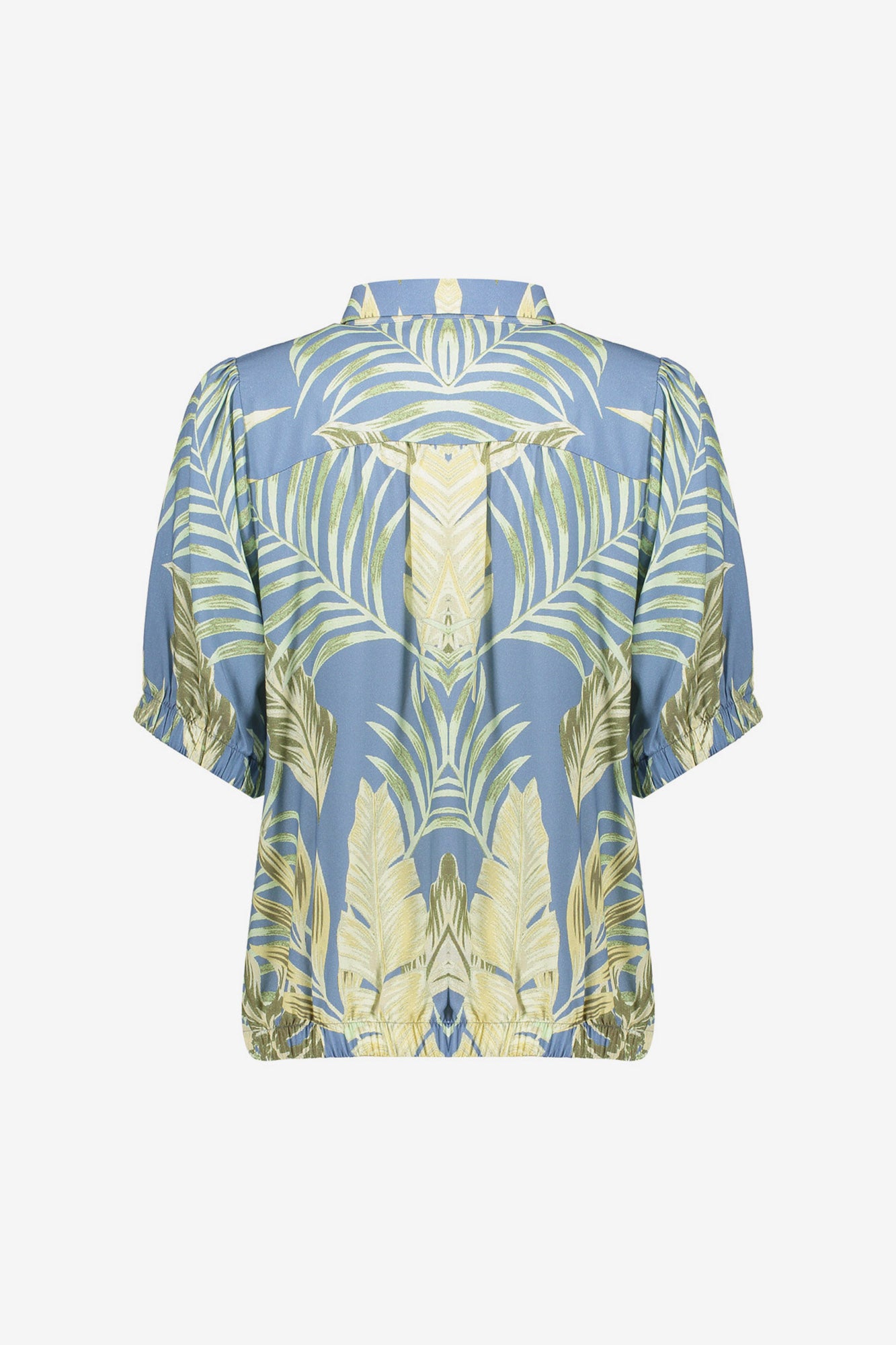 Geisha Bluse mit botanischem Print und Tunnelzug
