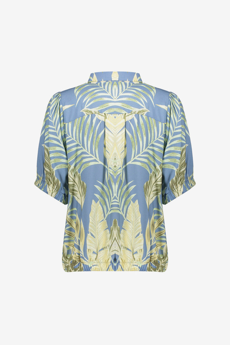 Geisha Bluse mit botanischem Print und Tunnelzug