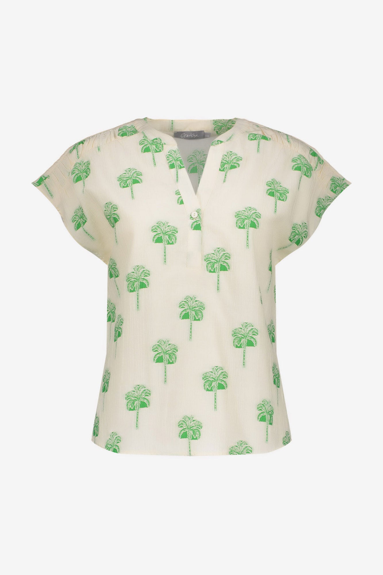 Geisha Top mit sommerlichem Palmenprint