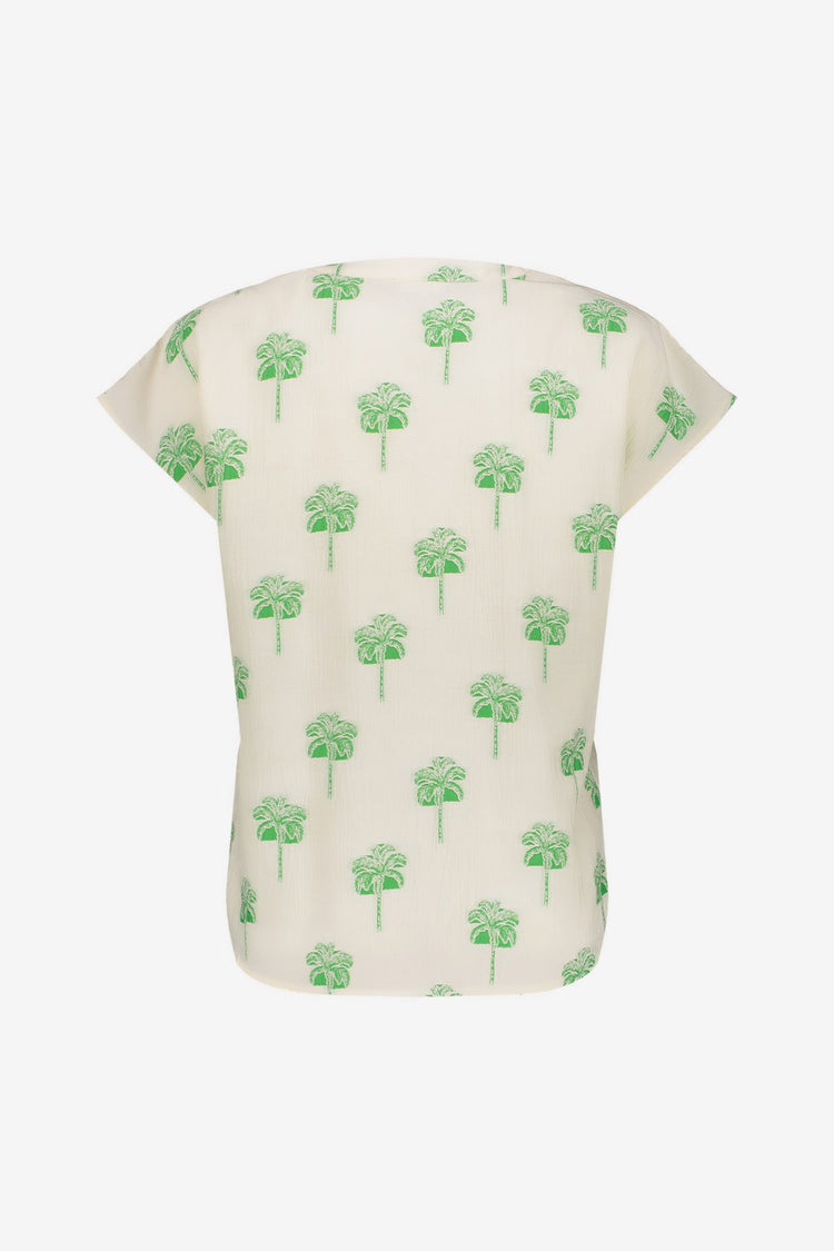Geisha Top mit sommerlichem Palmenprint