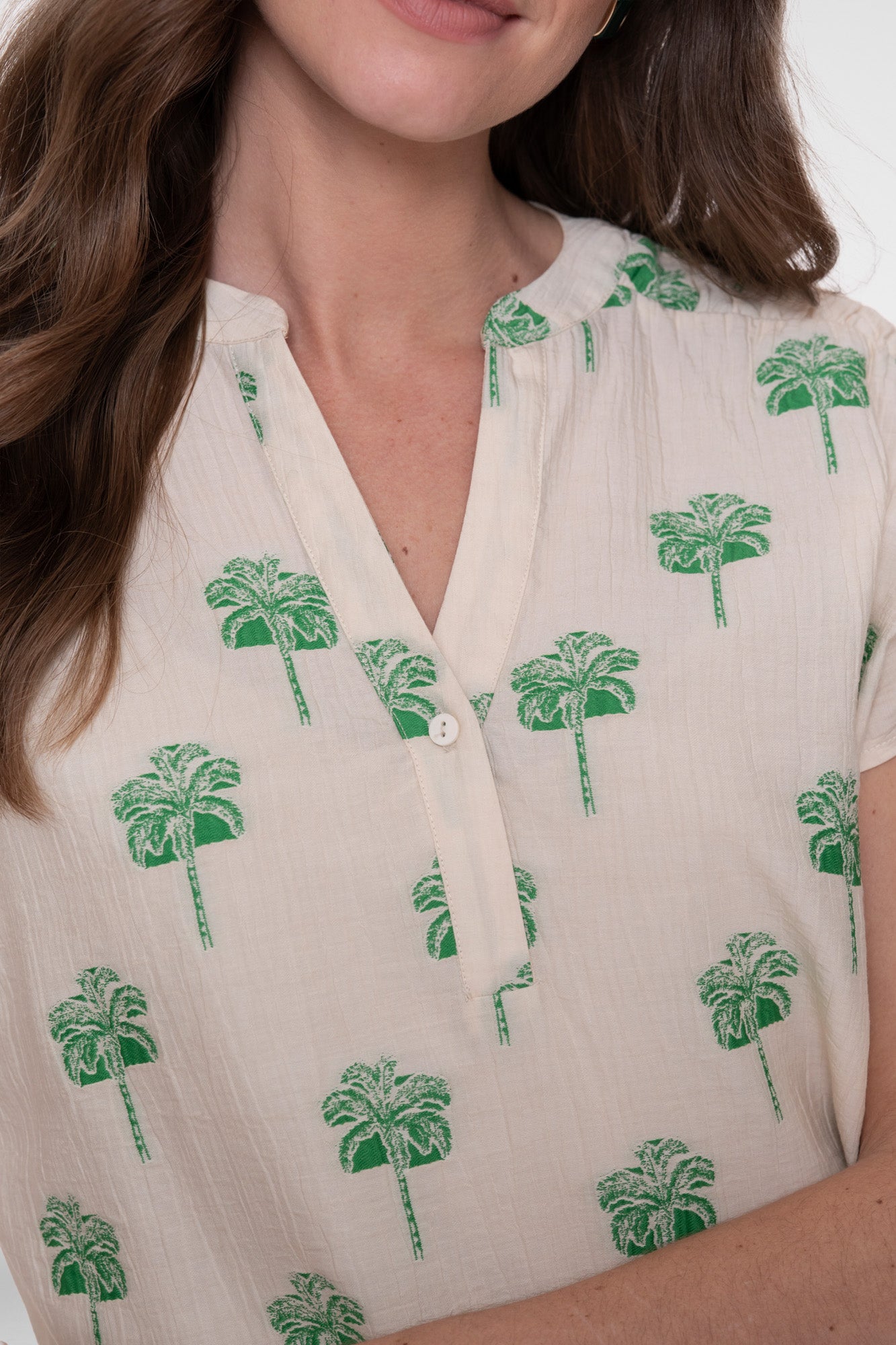 Geisha Top mit sommerlichem Palmenprint