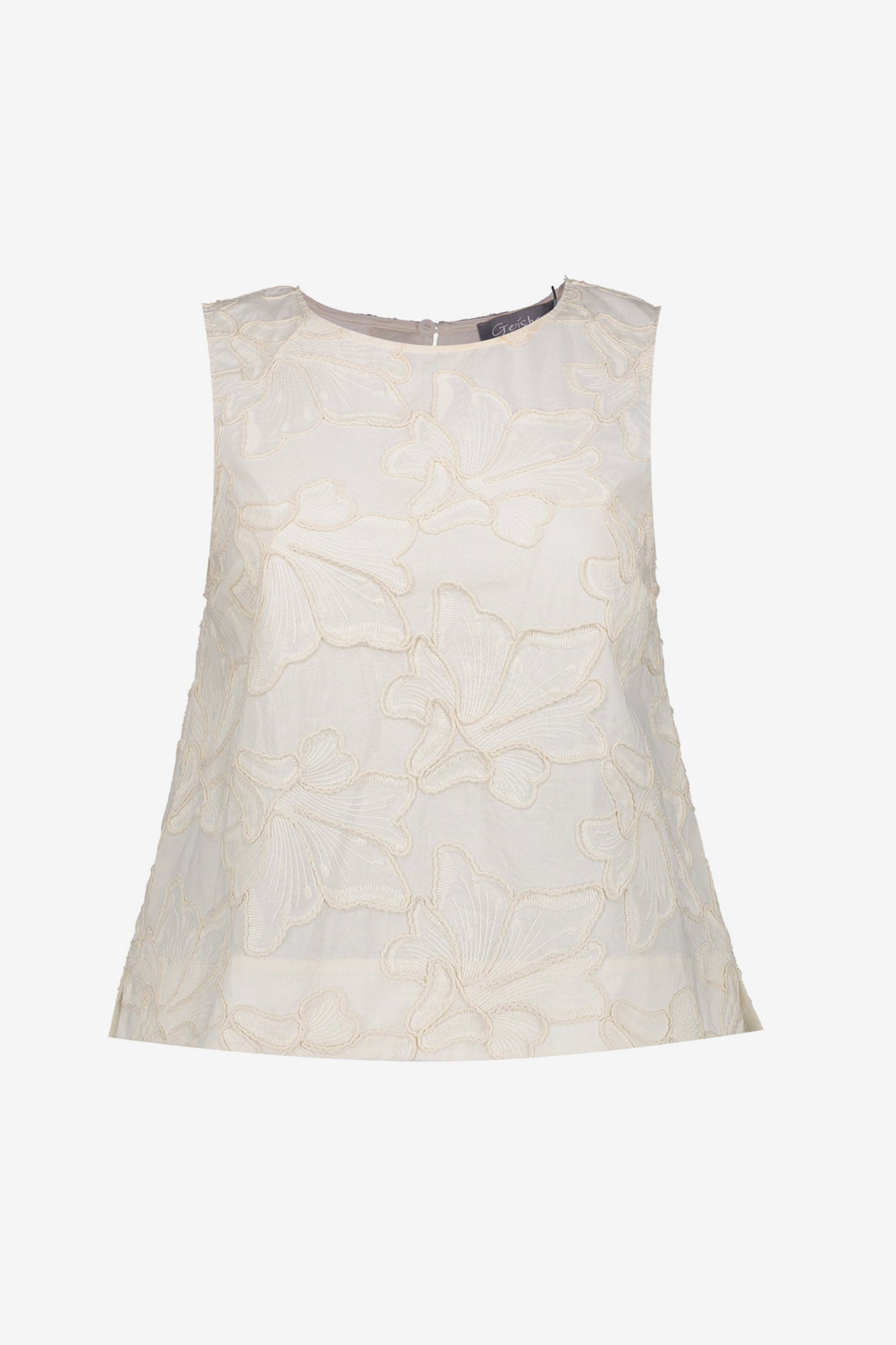 Geisha Top mit gestickten Blumendetails