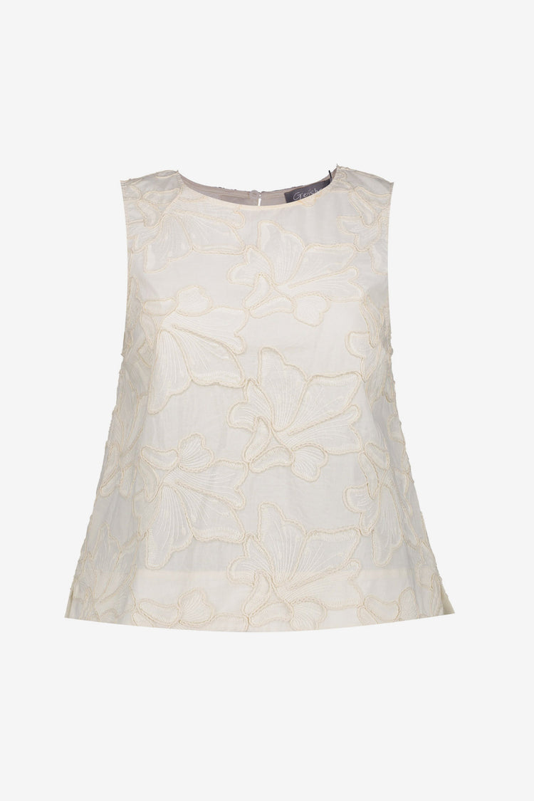 Geisha Top mit gestickten Blumendetails