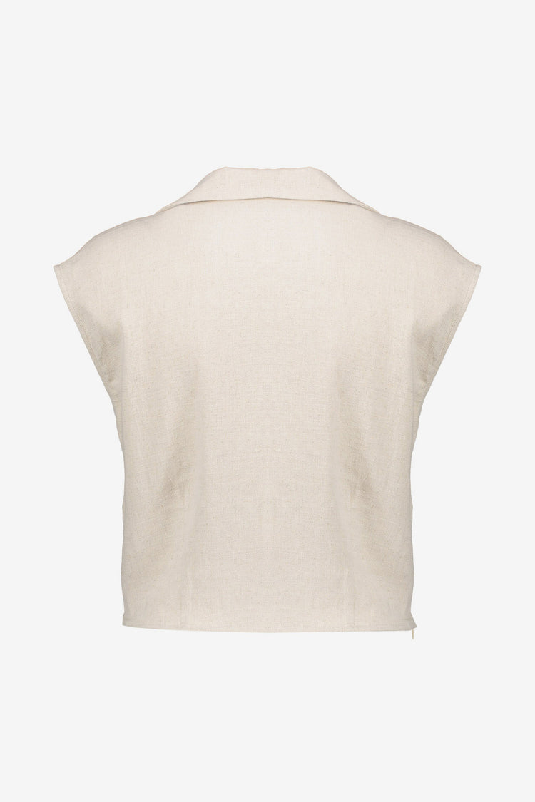 Geisha Top mit Wickeldetail und Leinenoptik