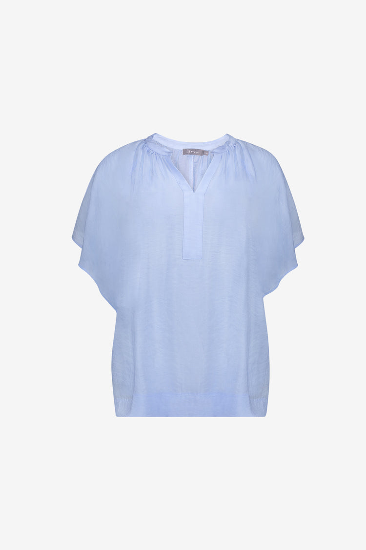 Geisha Top mit Schmetterlingsärmeln in Hellblau