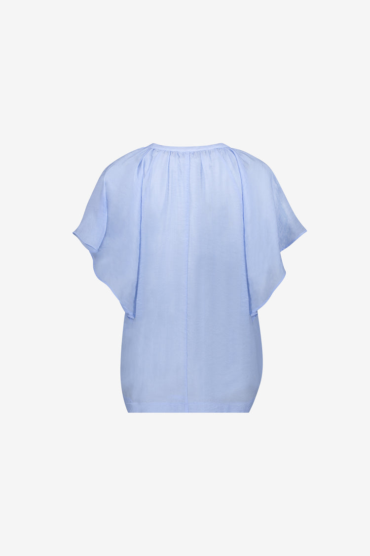 Geisha Top mit Schmetterlingsärmeln in Hellblau