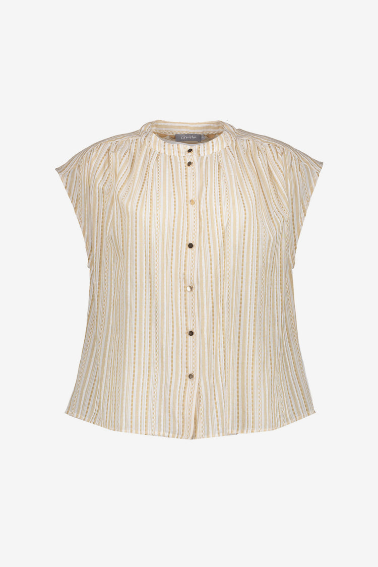 Geisha Bluse mit Streifenmuster und subtilen Lurexdetails