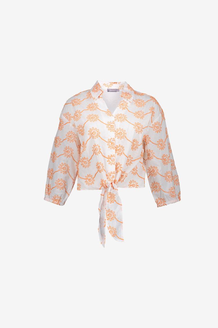 Zierliche Geisha-Bluse mit Knopfleiste