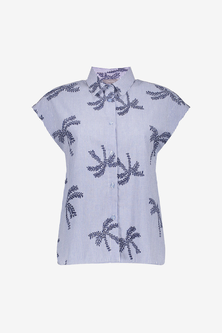 Geisha Blusen Kombiset mit gesticktem Palmenprint