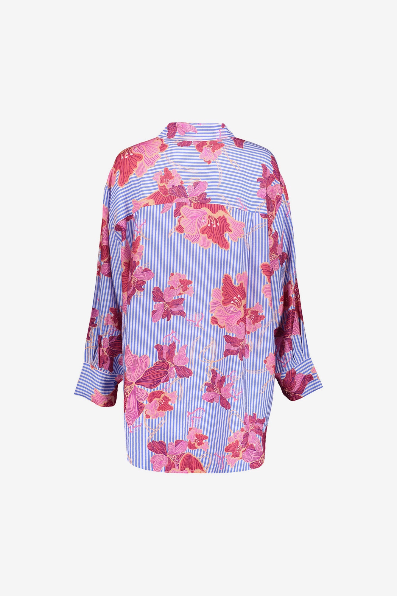Geisha Bluse in Übergröße mit Streifen und Blumen