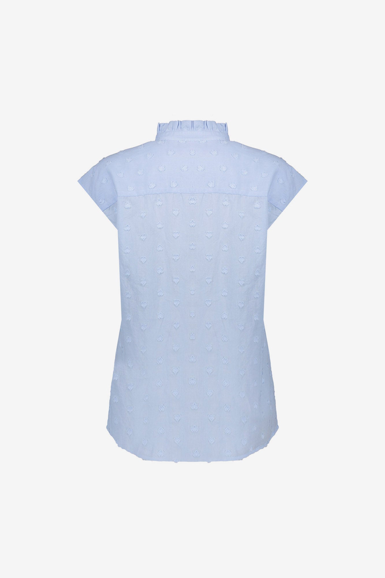 Geisha Bluse mit Rüschenkragen und dezentem Herzmuster