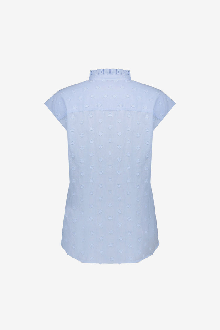 Geisha Bluse mit Rüschenkragen und dezentem Herzmuster