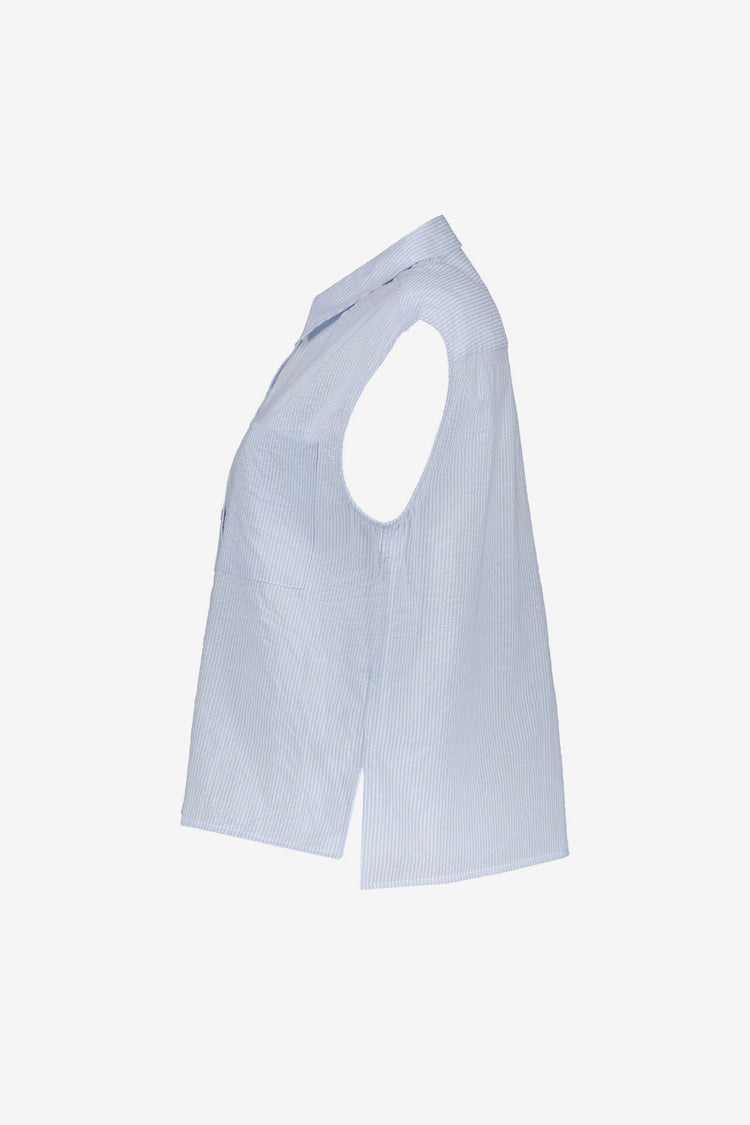 Geisha dames blouse lichtblauw streep