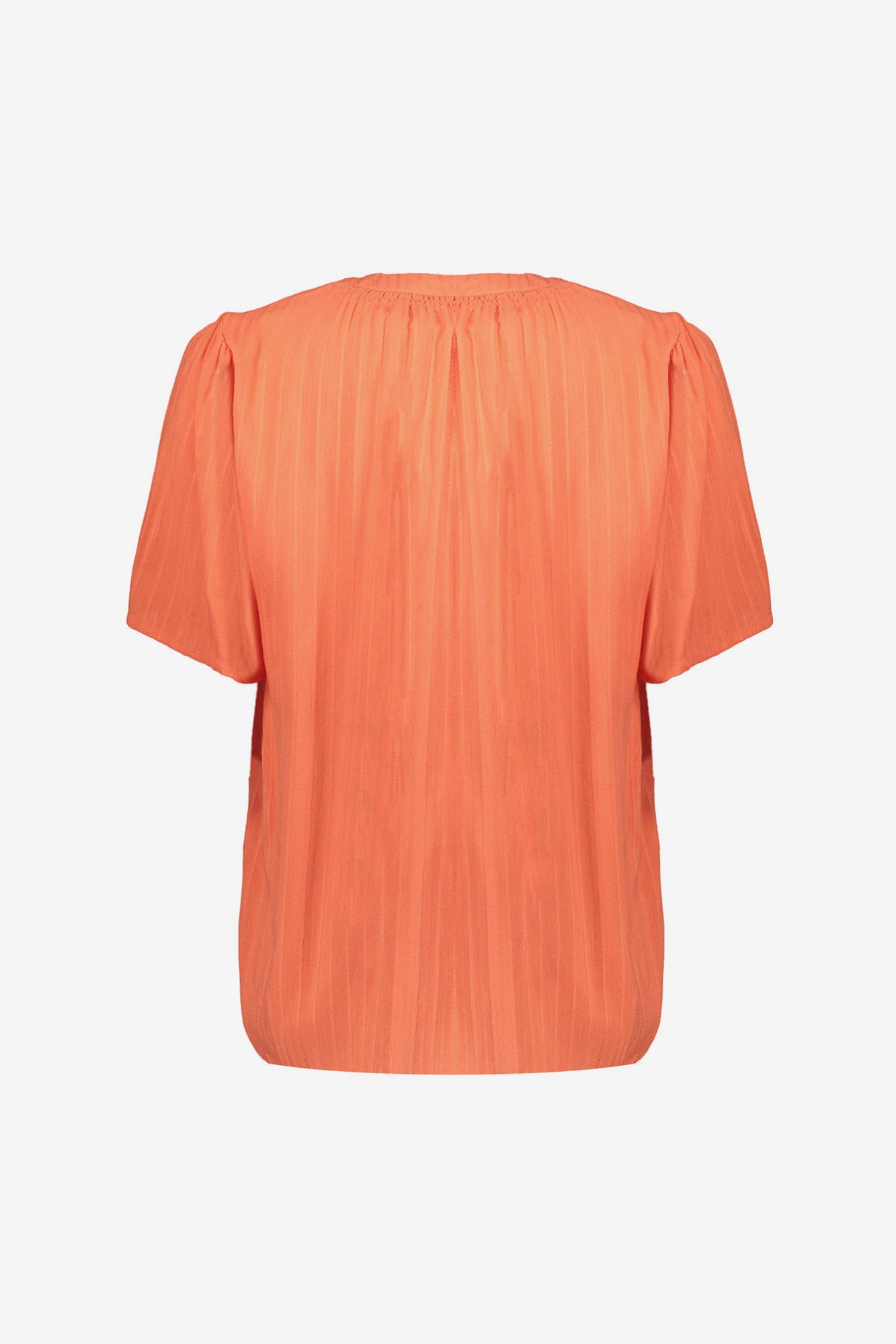 Orangefarbene kurzärmelige Damenbluse mit V-Ausschnitt von Geisha