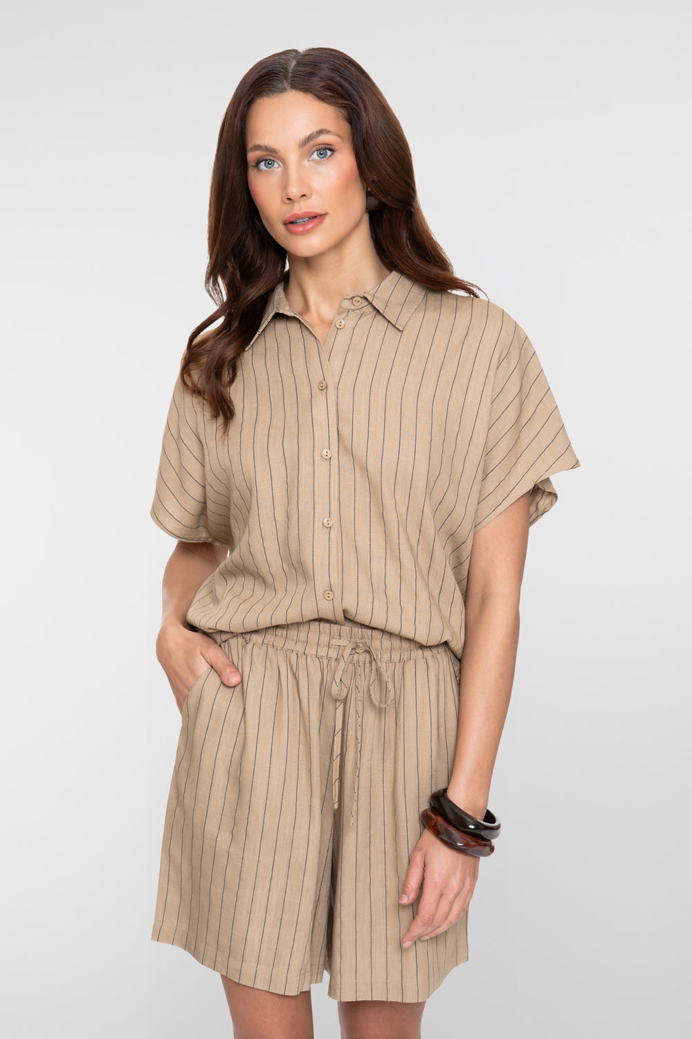 Geisha Bluse mit Kreidestreifen
