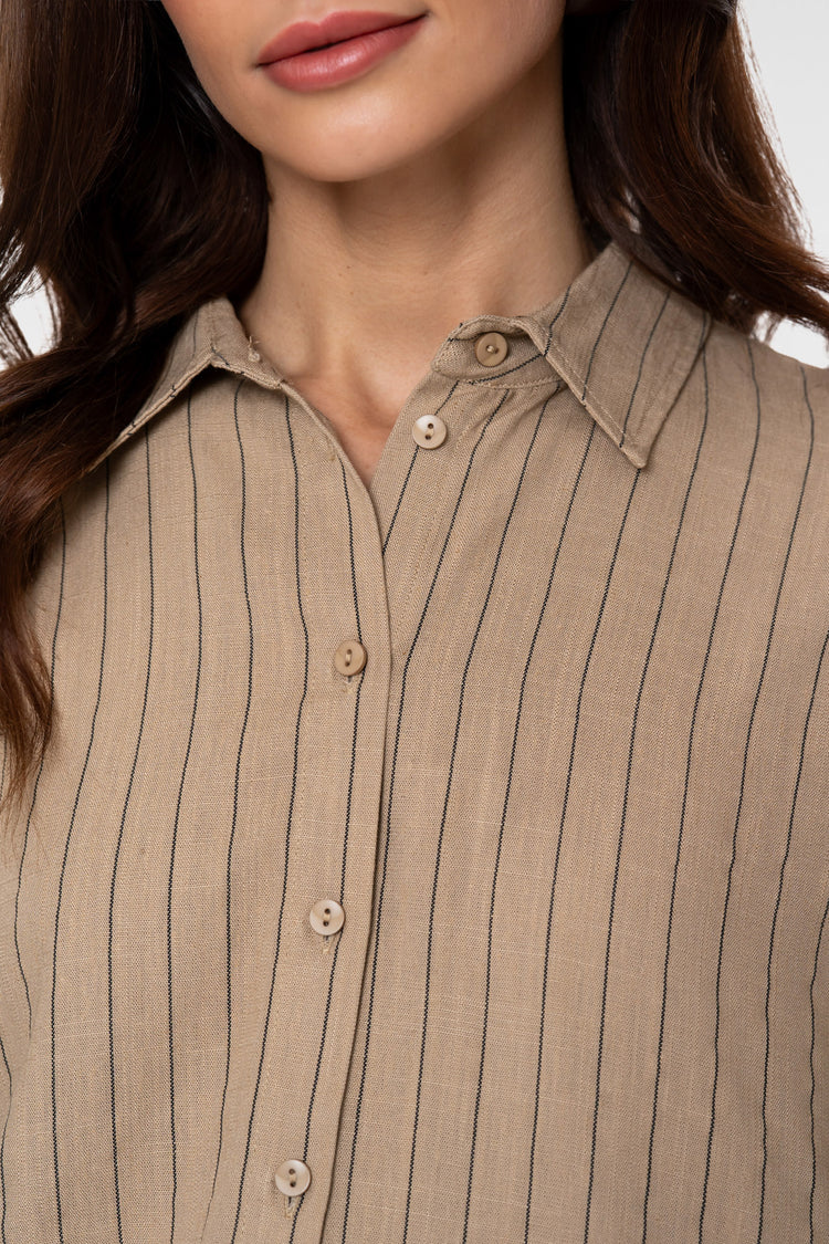 Geisha Bluse mit Kreidestreifen