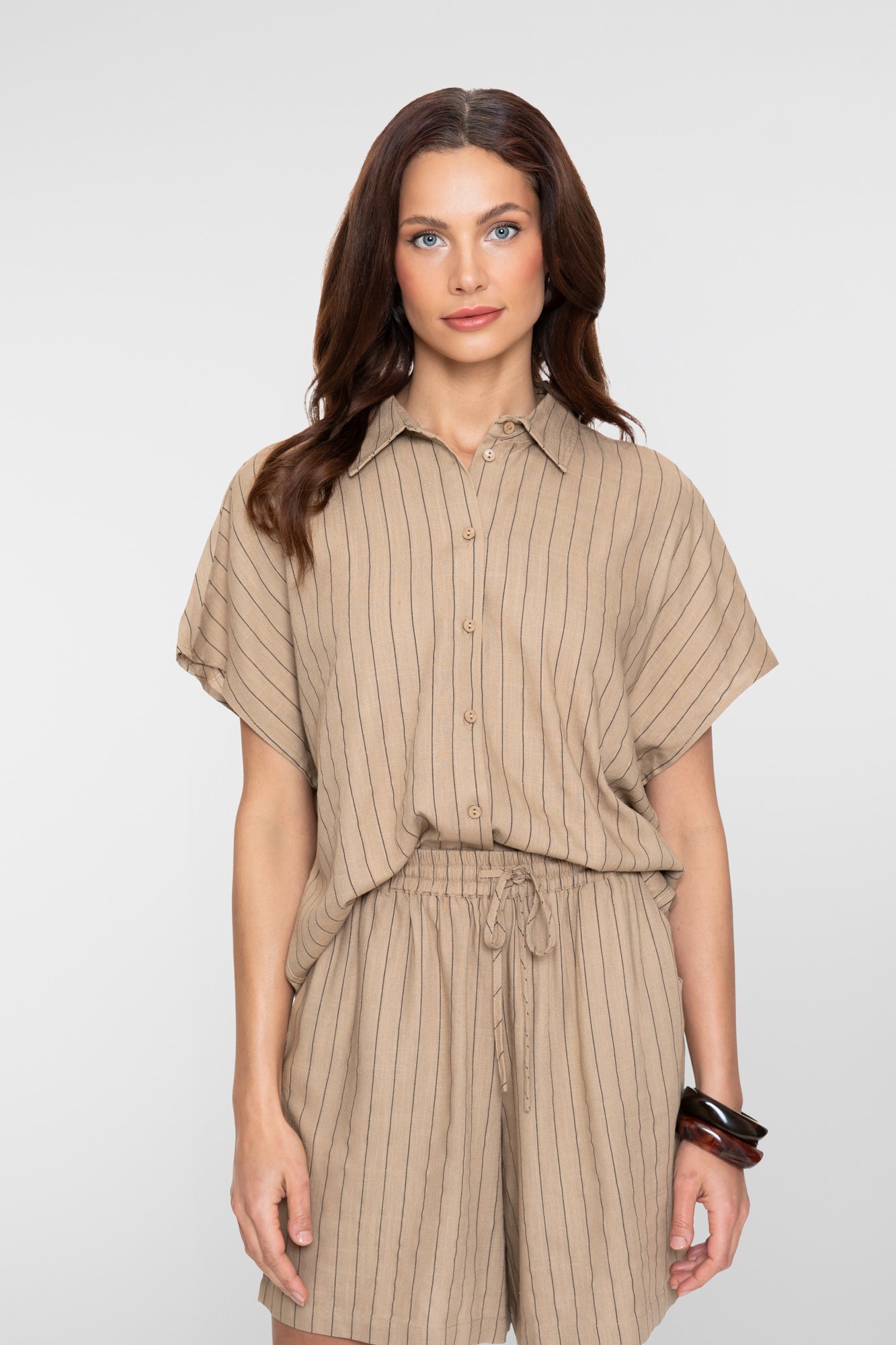 Geisha Bluse mit Kreidestreifen