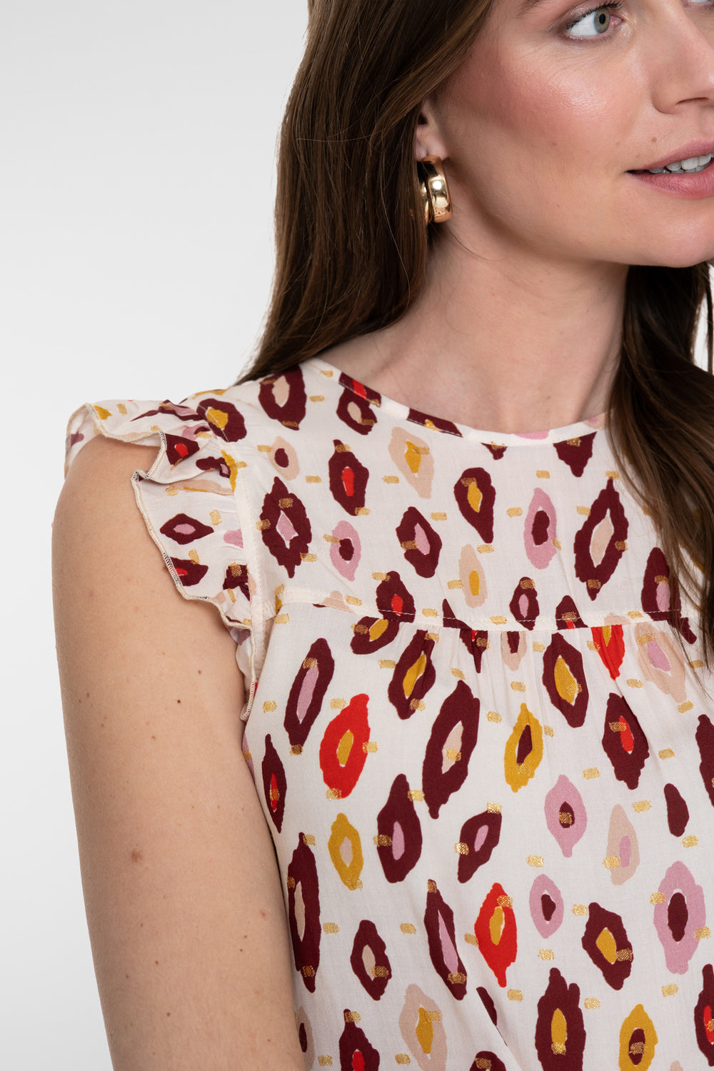 Geisha Top mit Print und Rüschendetail