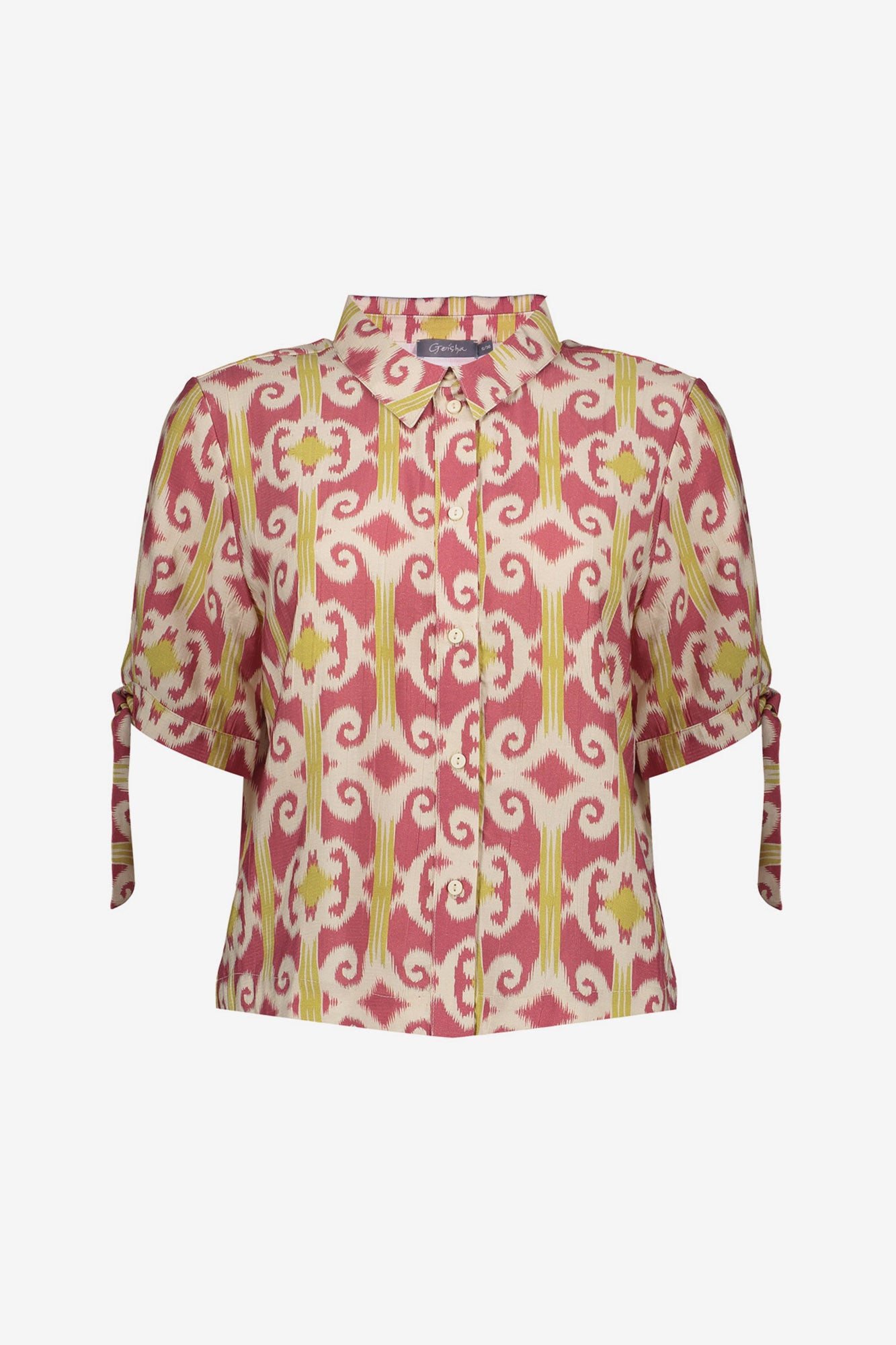 Geisha Bluse mit grafischem Print und verspielten Ärmel-Details