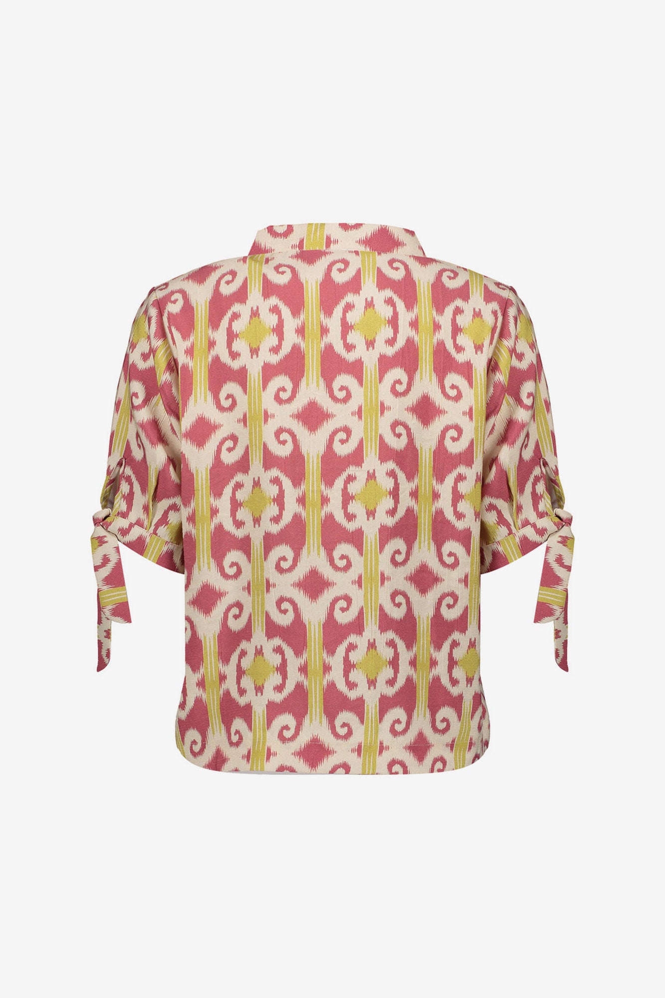 Geisha Bluse mit grafischem Print und verspielten Ärmel-Details