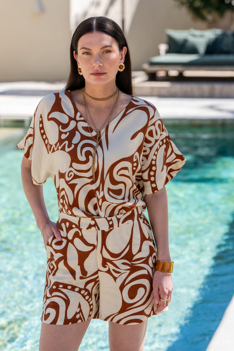 Geisha Top mit Bi-Color Swirlprint