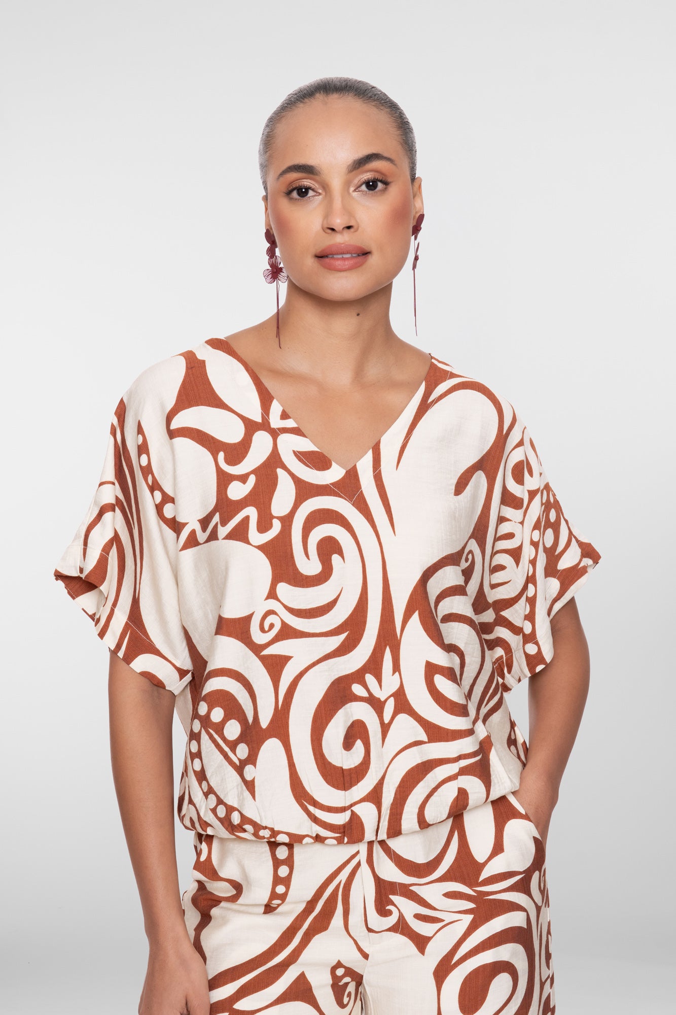 Geisha Top mit Bi-Color Swirlprint