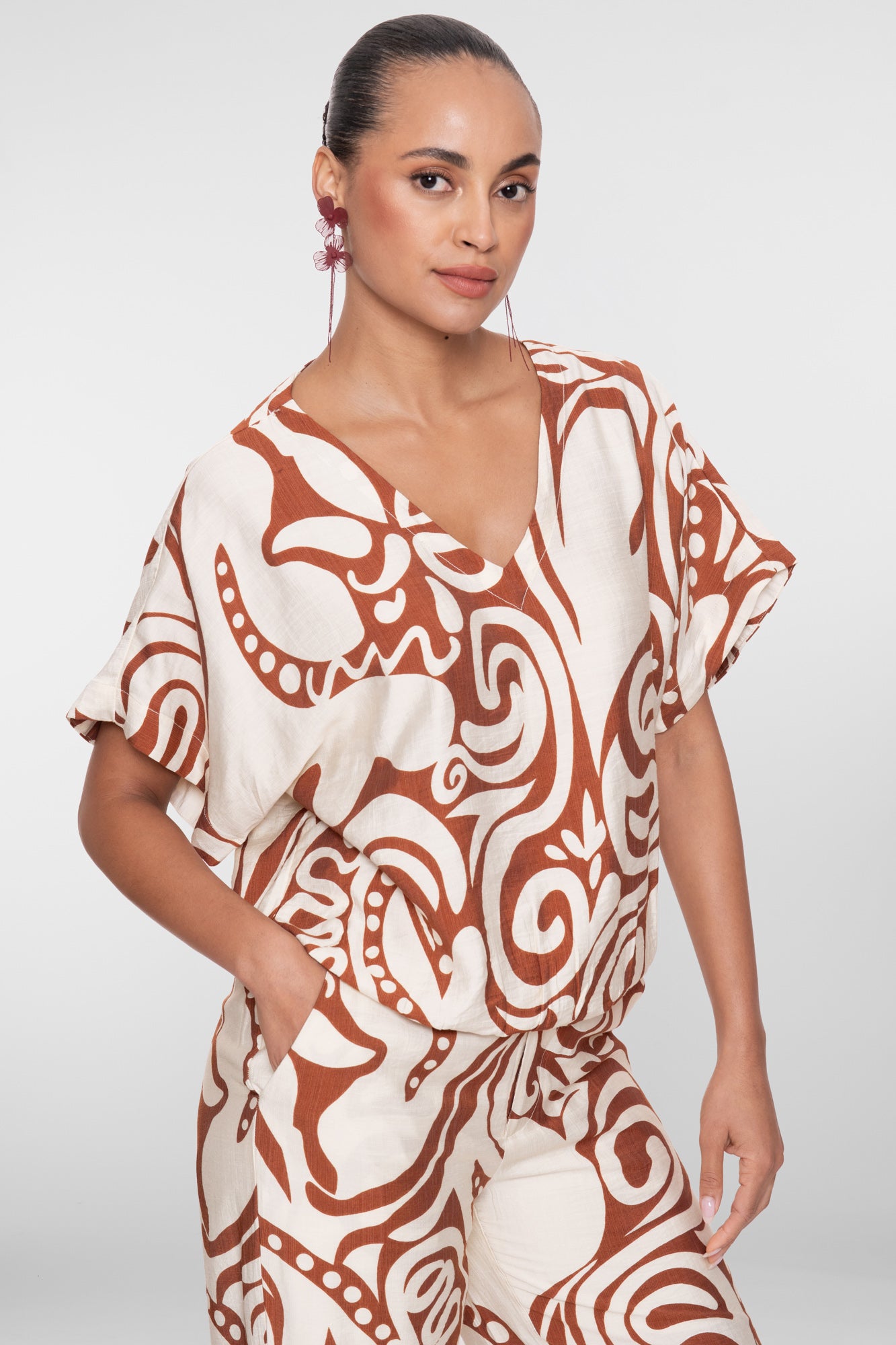 Geisha Top mit Bi-Color Swirlprint