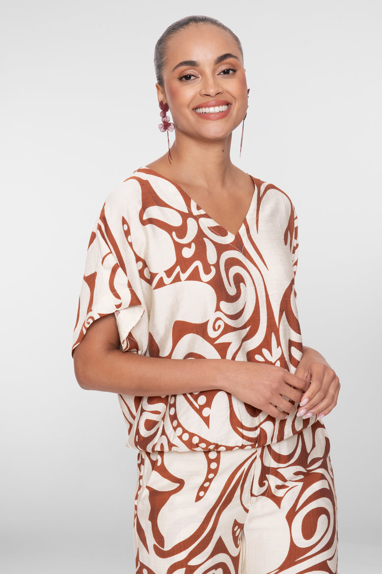 Geisha Top mit Bi-Color Swirlprint