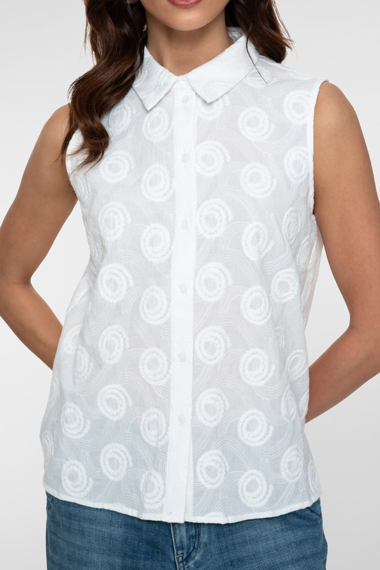 Geisha Ärmellose Bluse mit Kreise-Dessin