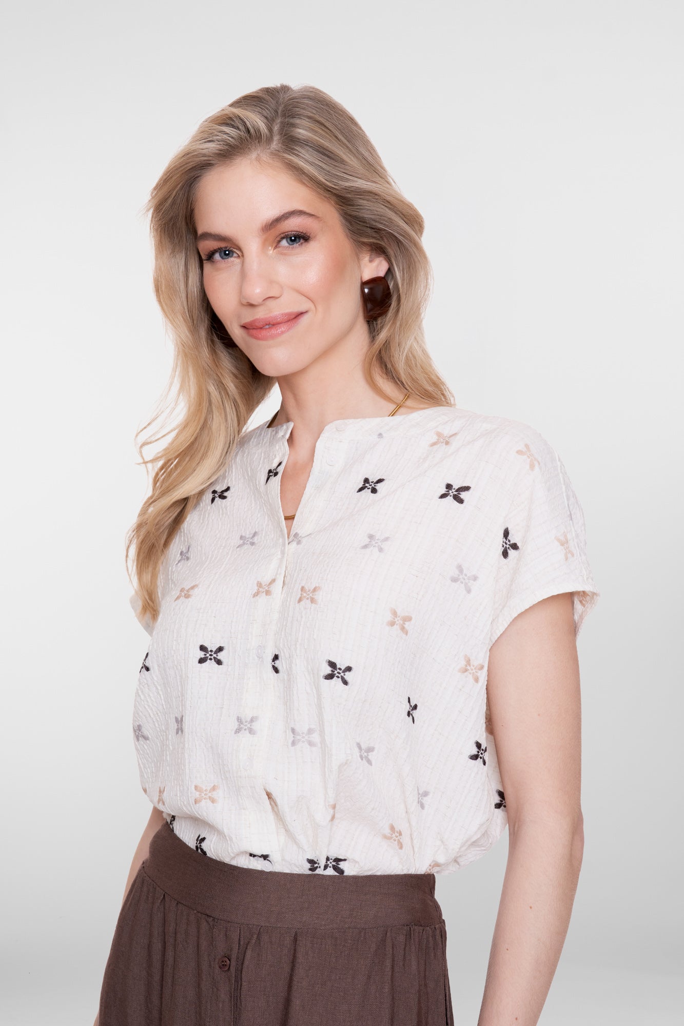 Geisha Bluse mit subtiler Printoptik