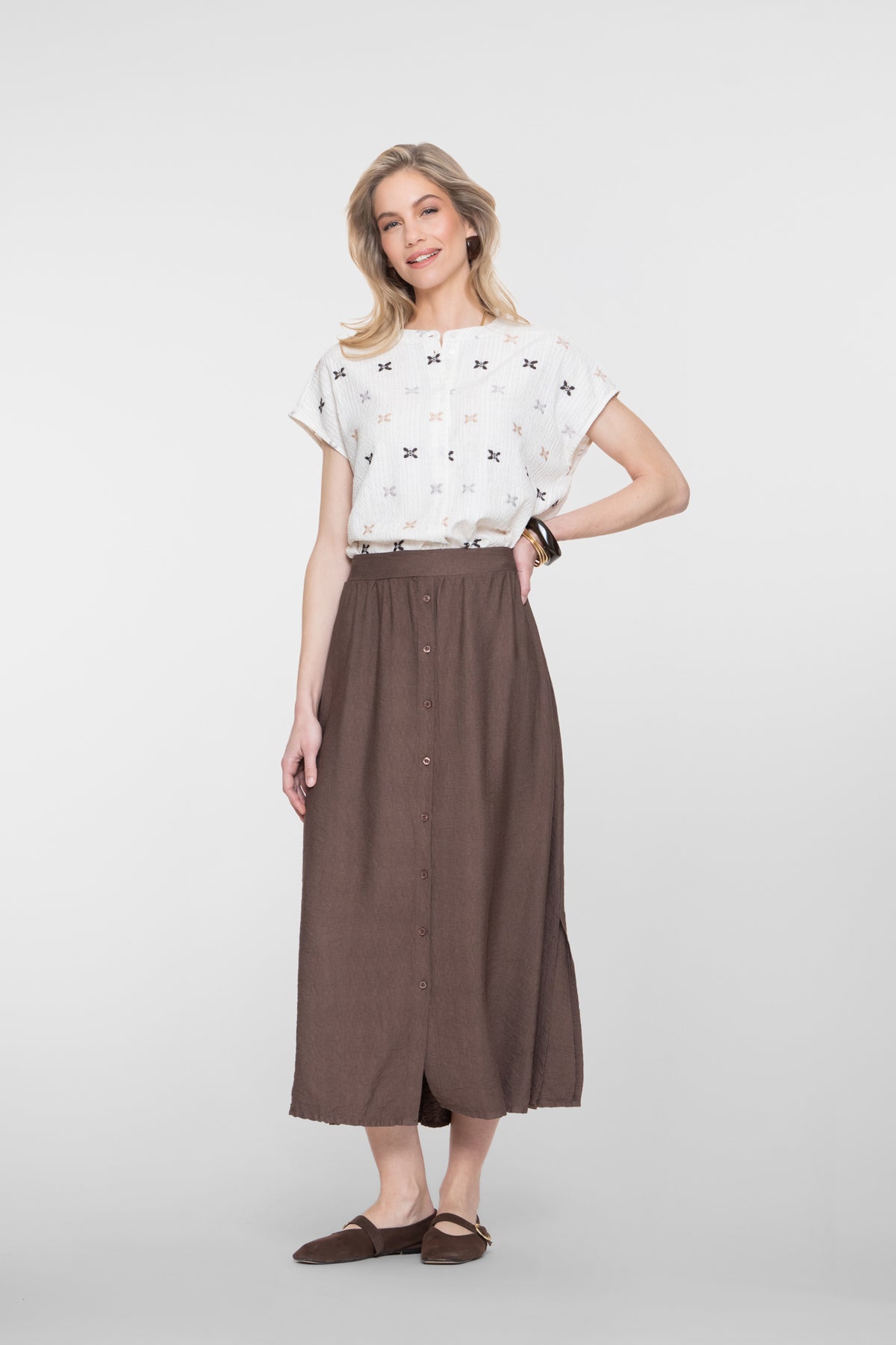 Geisha Bluse mit subtiler Printoptik – Shop de look